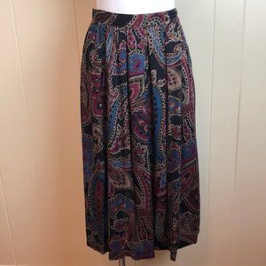 Vintage 80s/90s Multicolor Paisley Pleated Skirt